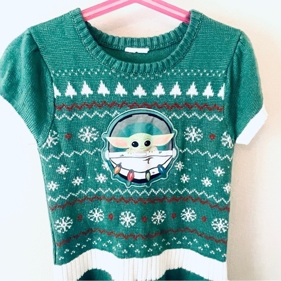 Star Wars Christmas Baby Yoda Dress Size M 7/8 - Picture 3 of 12